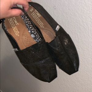 Sparkly black Toms